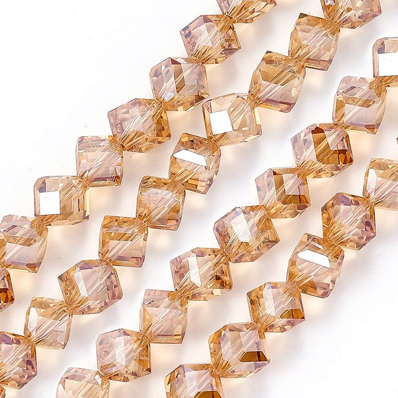 4-8mm Cube Crystal Glass Beads for Jewelry Making Faceted Square Crystal Glass Beads for Bracelet Earring Necklace DIY Craft