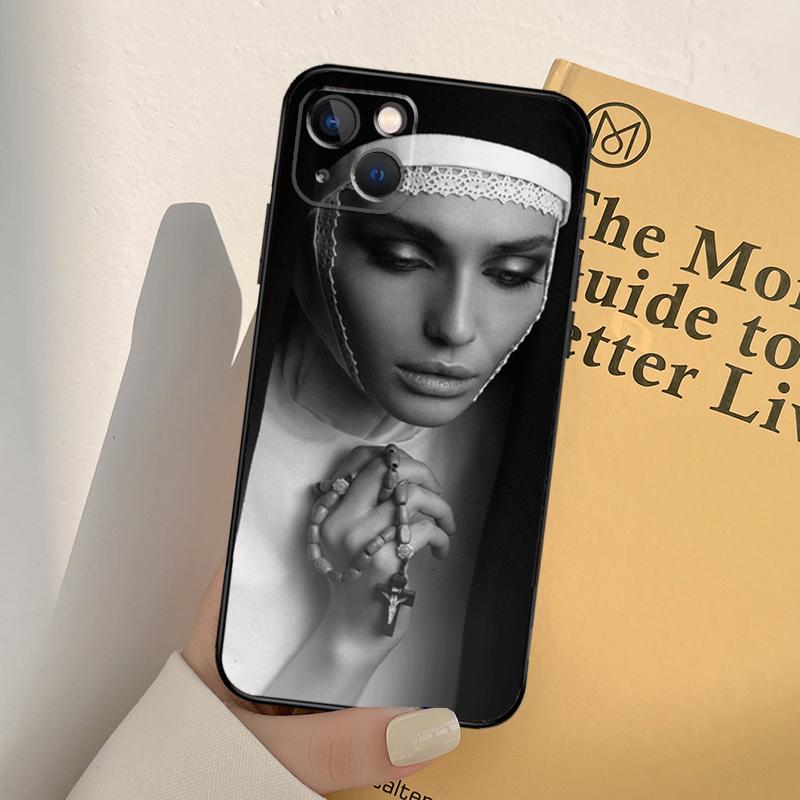 Sister Style Nun Sexy Girl Phone Case For iPhone 17 16 15 14 13 12 11 Pro Max Mini XR 16e 15 16 Plus 17 Air Full Cover
