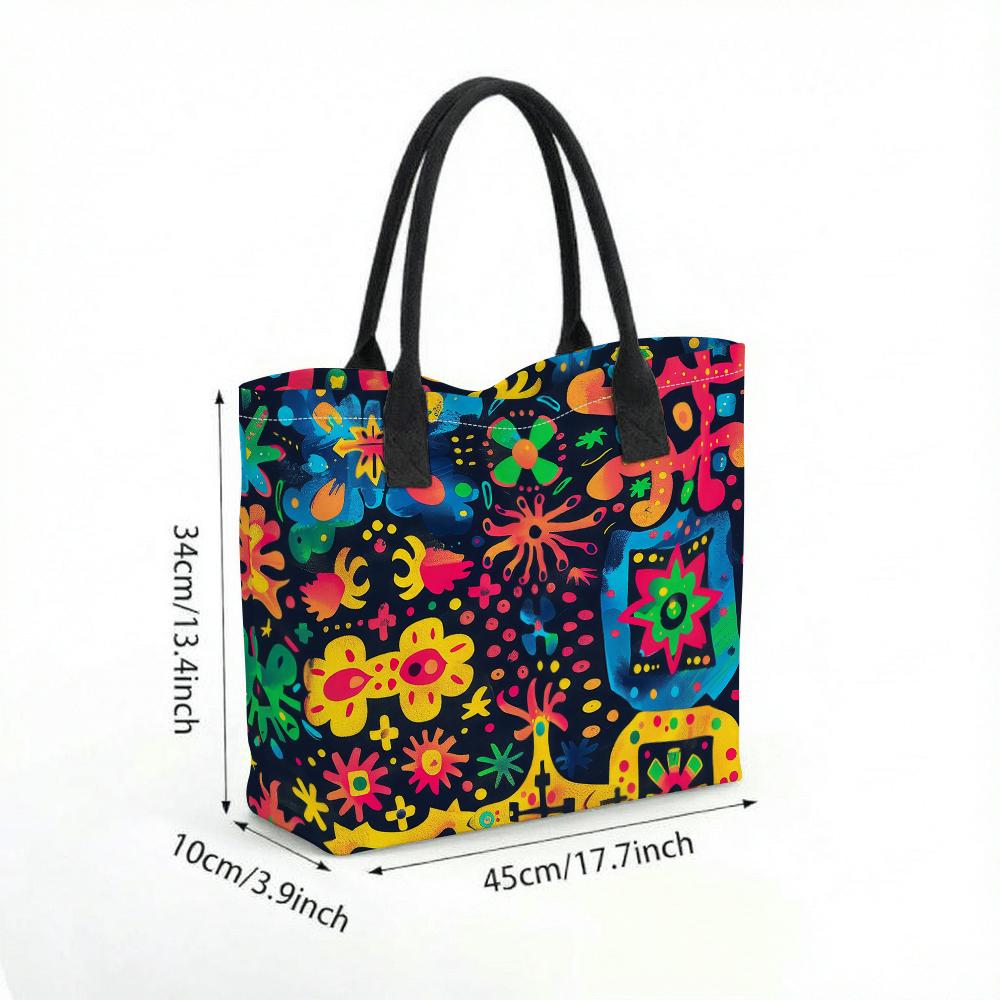  Colorful Graffiti Print Large Capacity Tote Bag Casual Daily Shoulder Bag
