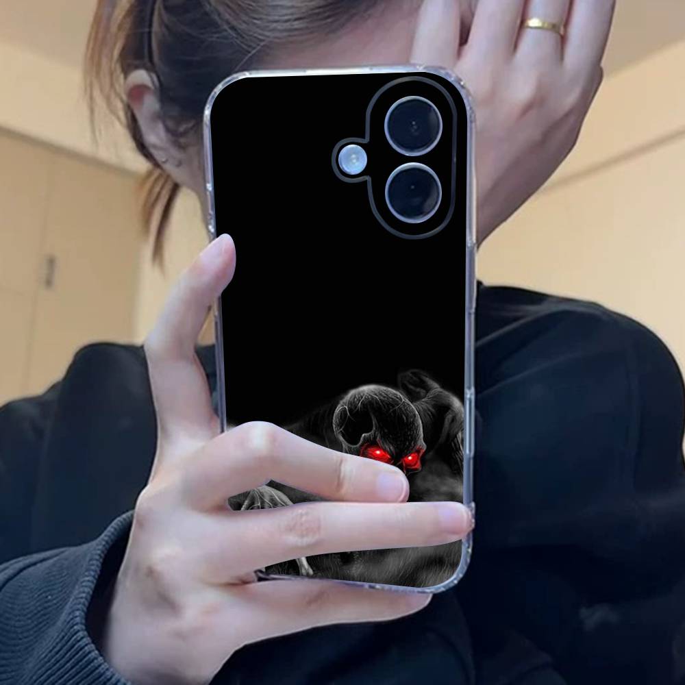 Terror Black Skull Clear Silicone Soft TPU Phone Case For Iphone 17 16 15 14 Plus 13 12 Mini 11 Pro Max Shell Capa