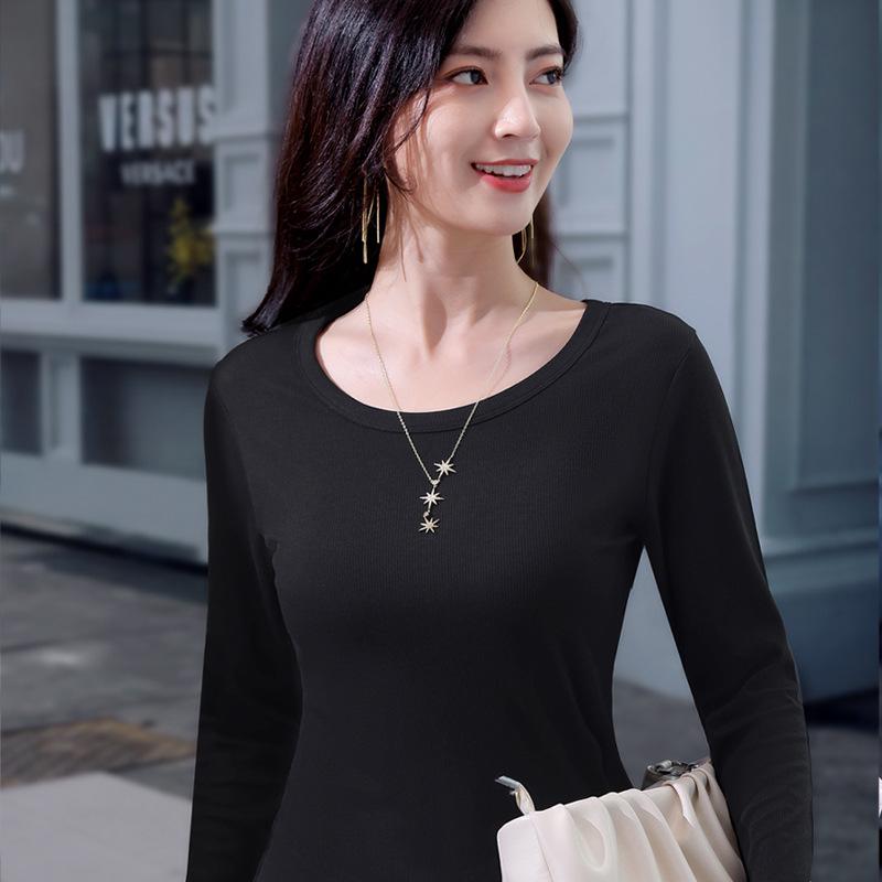 Autumn Korean Style Women's Slim-Fit Long Sleeve Round Neck T-shirt