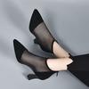 Mesh hollowed out spring new pointed head bag head matte leather breathable thick heel medium heel mesh cool boots