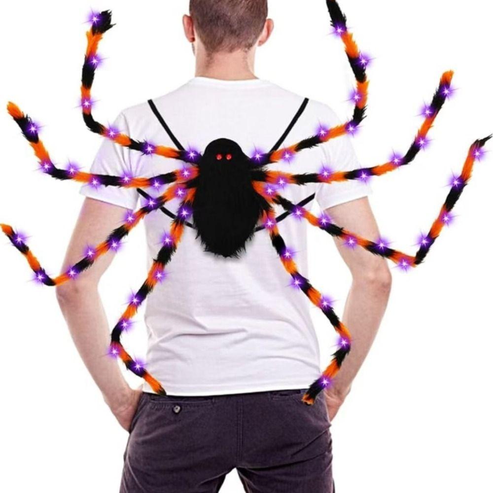 LED Halloween Spider Backpack Stuffed Animal Plush Spider Bag Big Spider Decoration  Puppy Pet