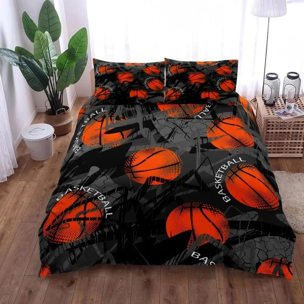 Fantástico juego de funda nórdica con estampado 3D de baloncesto, juego de ropa de cama individual, doble, king y estadounidense, tamaño queen y king, textiles para el hogar