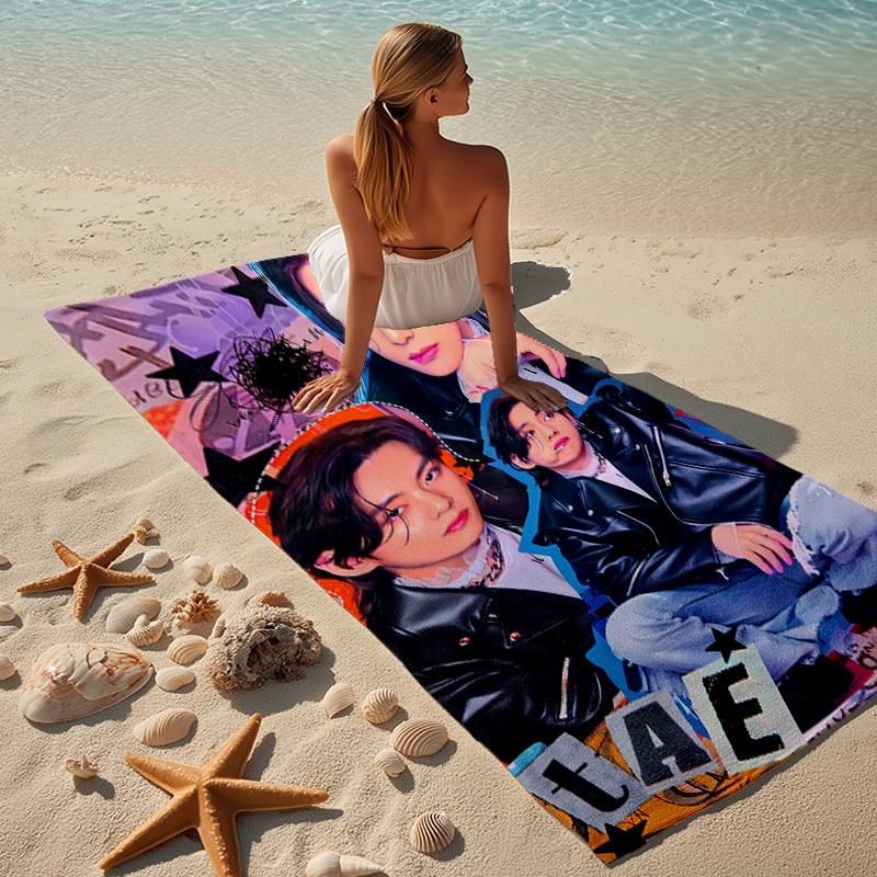 proof beach towel with a Jin singer2 pattern - soft,absorbent,quick-drying,machine washable - perfect for swimming,camping,bathing