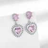 925 Sterling Silver Stylish Exquisite Pink Love Zircon Tassel Earrings Birthday Party Anniversary Gift