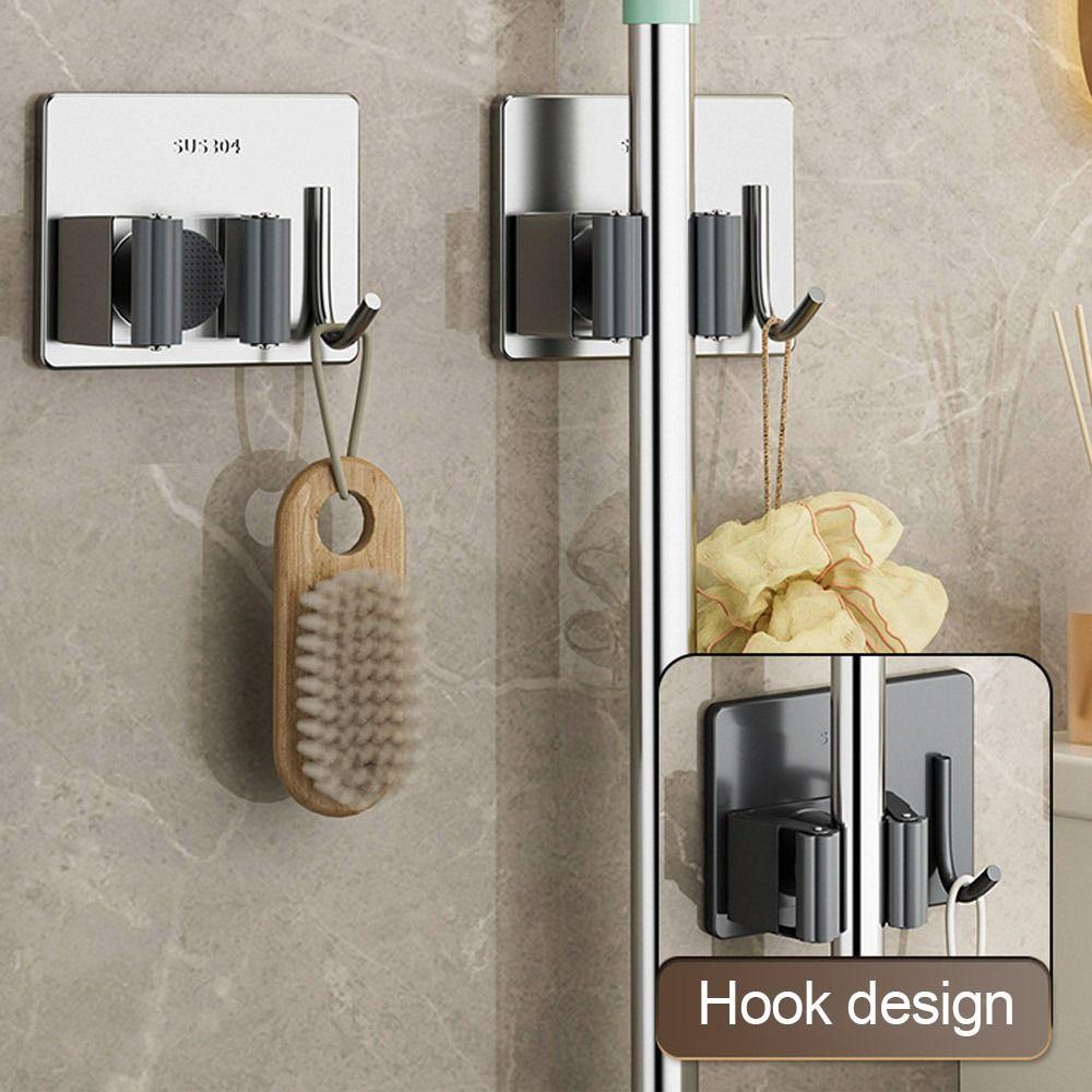 Waterproof Mop Storage Rack 304 Stainless Steel Broom Hanger Mop Broom Holder  Household