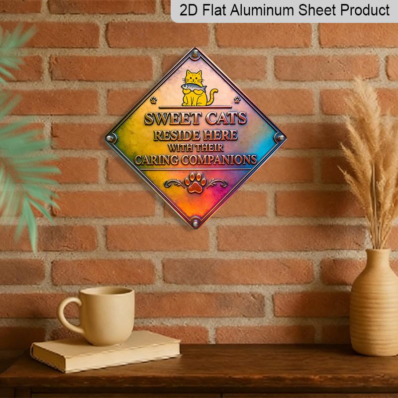2D Flat - 1pc Design Featuring A Cat Companionship Theme, This Vintage Metal Sign, Makes A Perfect Home Decor Gift for Cat Lovers, Suitable for