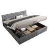 Velvet Upholstered Bed, 180*200cm, Buttoned Headboard, Double Bed, Hydraulic Bed with Storage, Slatted Frame, Gray[OLD SKU:29775960AAH]