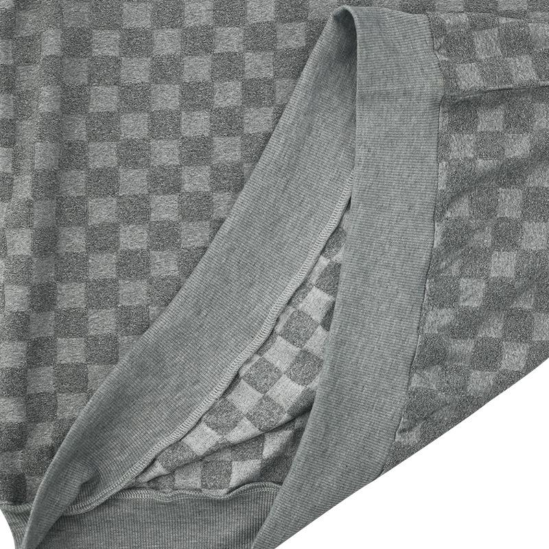 Herren Schwere Jacquard Schachbrett Strickware: Rundhals-Langarm-Oberteil für Herbst/Winter 2023