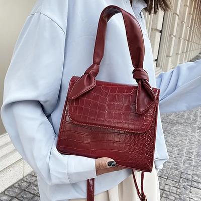 Kleine quadratische Taschen Damen Hand Designer Luxusmarke PU-Leder Umhängetasche Arbeit Dame Alligatormuster Crossbody-Tasche Geldbörse
