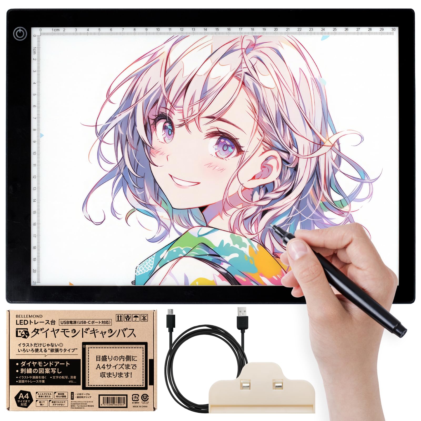 

Belmond Trace Stand A4 Tracer LED Stepless Dimming Power Supply Thin Lightweight Light Box Light Table Illustration Copying Drawing Diamond Art чорний