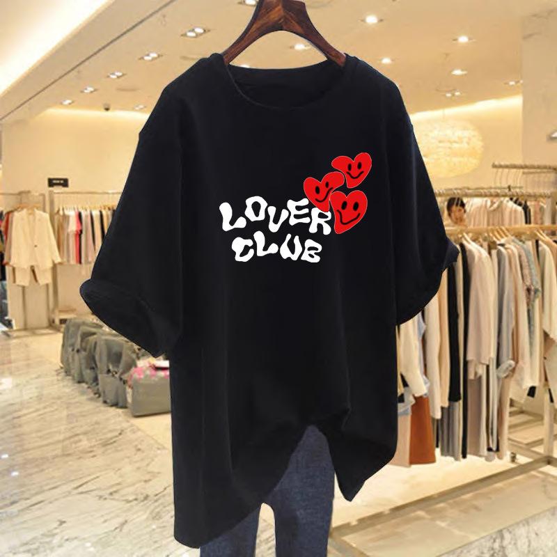 

Жіноча футболка з коротким рукавом з чистої бавовни, одяг 2025, нова літньо-весняна, середньої довжини, вільна, базова сорочка, нижній одяг, відсутній верх XXXL