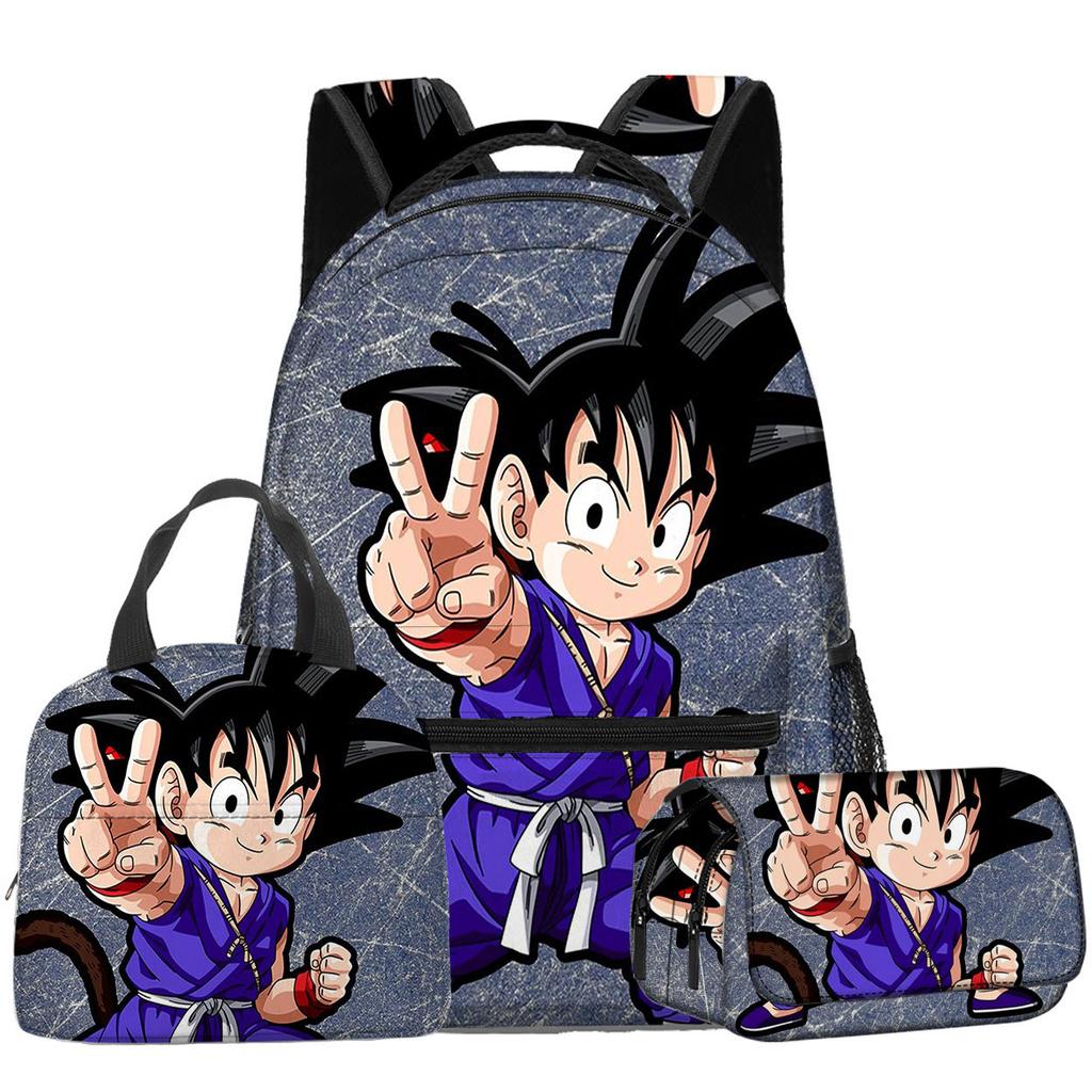 3D Animation Wukong Dragon Ball Super Student School Bag Backpack Lunch Bag Pencil Bag Three-Piece Set