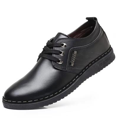 British Casual Leather Shoes Men's Lace Up Breathable Leather Footwear Low Cut Soft Business Formal PU Shoes