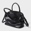 New Bowling Shell Bag Women's Genuine Cowhide Handbag with Pleated Design Large Capacity Crossbody Shoulder Bag for Commute Fashion Daily Use Bag