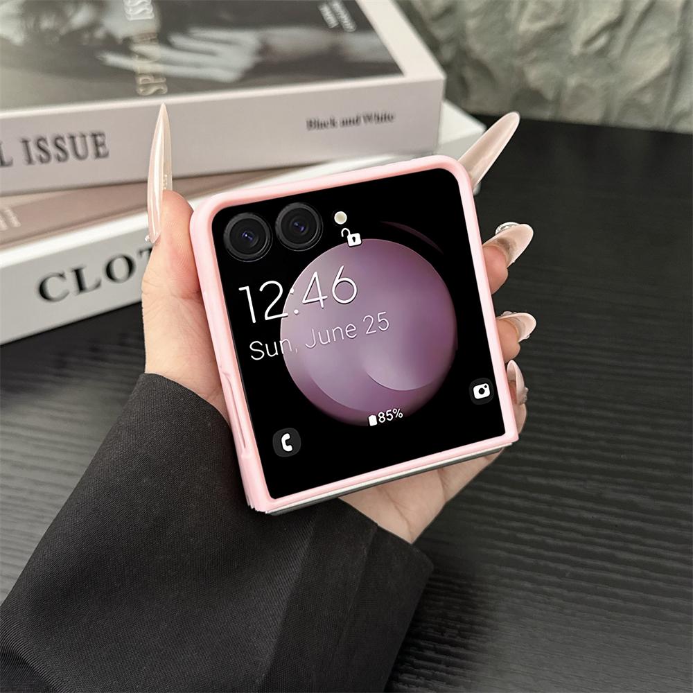 For Magsafe Magnetic Bracket Phone Case Texture PU Leather for Samsung Galaxy Z Flip 7 6 5 4 3 5G Hard Shell Shockproof Cover