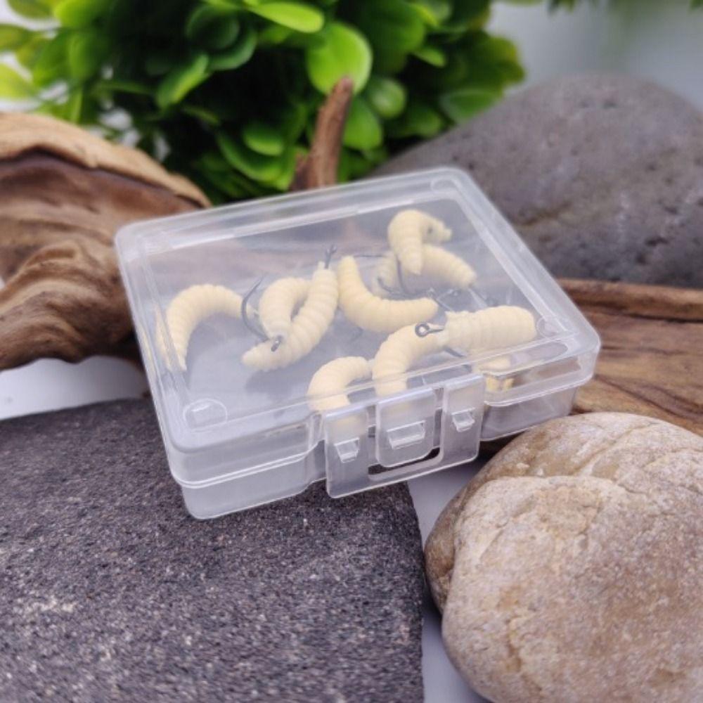 100Pcs Realistic Design Waxworms Fishing Lures Mini Bionic Soft Larva Swimbait Fake Maggots Lures Soft Silicone