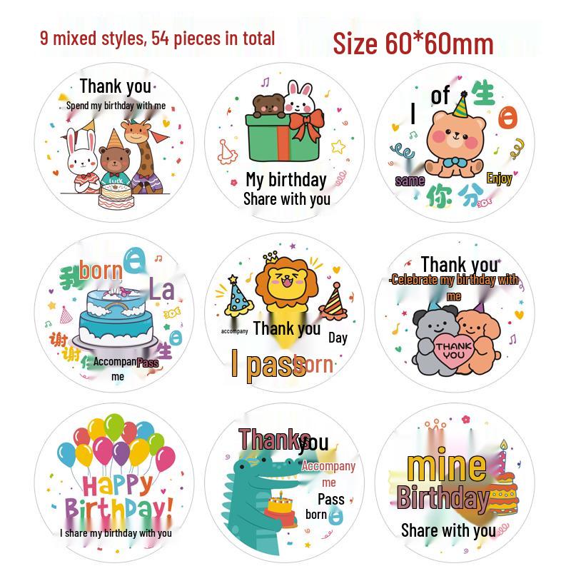 Baby's Double Full Month Happy Sticker for Birthday Party Favors, Gift Bags, and Kindergarten Teachers