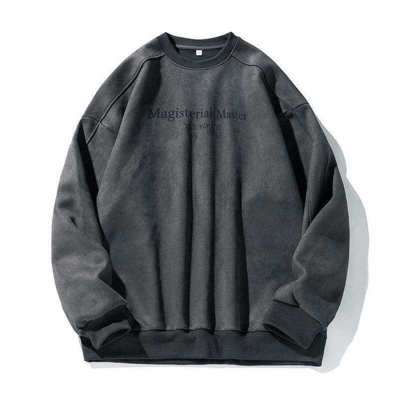 Men S Vintage Crew Neck Pullover Sweatshirt American Letter Print Casual