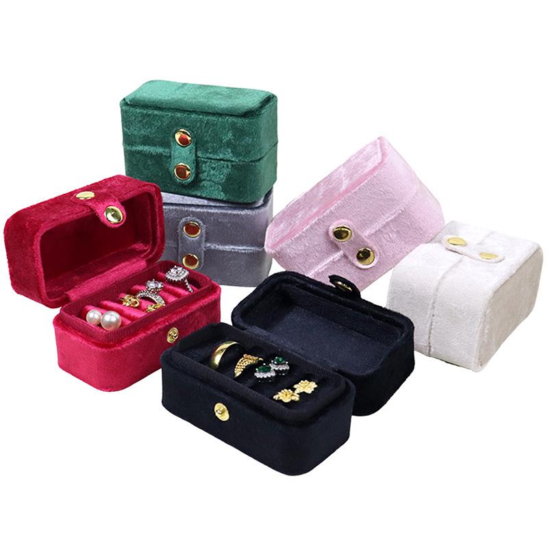 Mini Flip-Top Ring Box Portable Stud Earrings Jewelry Box Oval Velvet Ring Storage Box Jewelry Boxes And Packaging