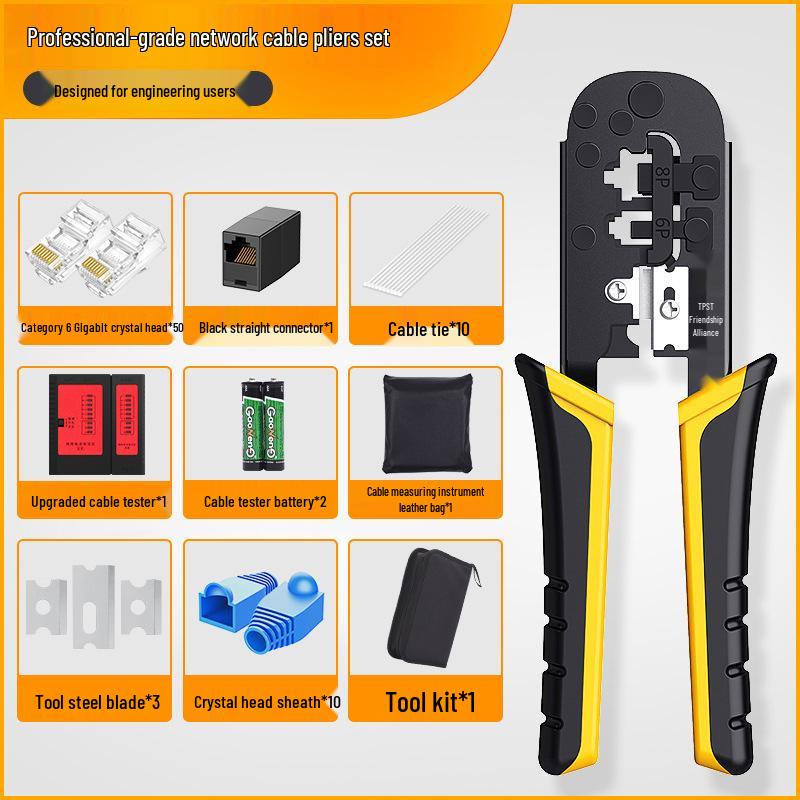Professional Grade Network Cable Crimping Pliers Set for Cat5, Cat6, Cat7 Connectors