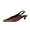 Fashion Summer Pointed Toe Women Sandals Fashion Singbacks Mules Shoes Ladies Elegant Low Heel Stripper Party Sandalias