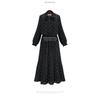 Plus Size Women's Polka Dot Long Sleeve Bohemian Pleated Dress