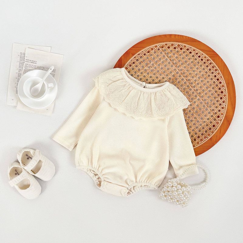 Baby Girl Lace Collar Romper Infant Spring and Autumn Long-Sleeve Jumpsuit Versatile New Style Lace Romper 66