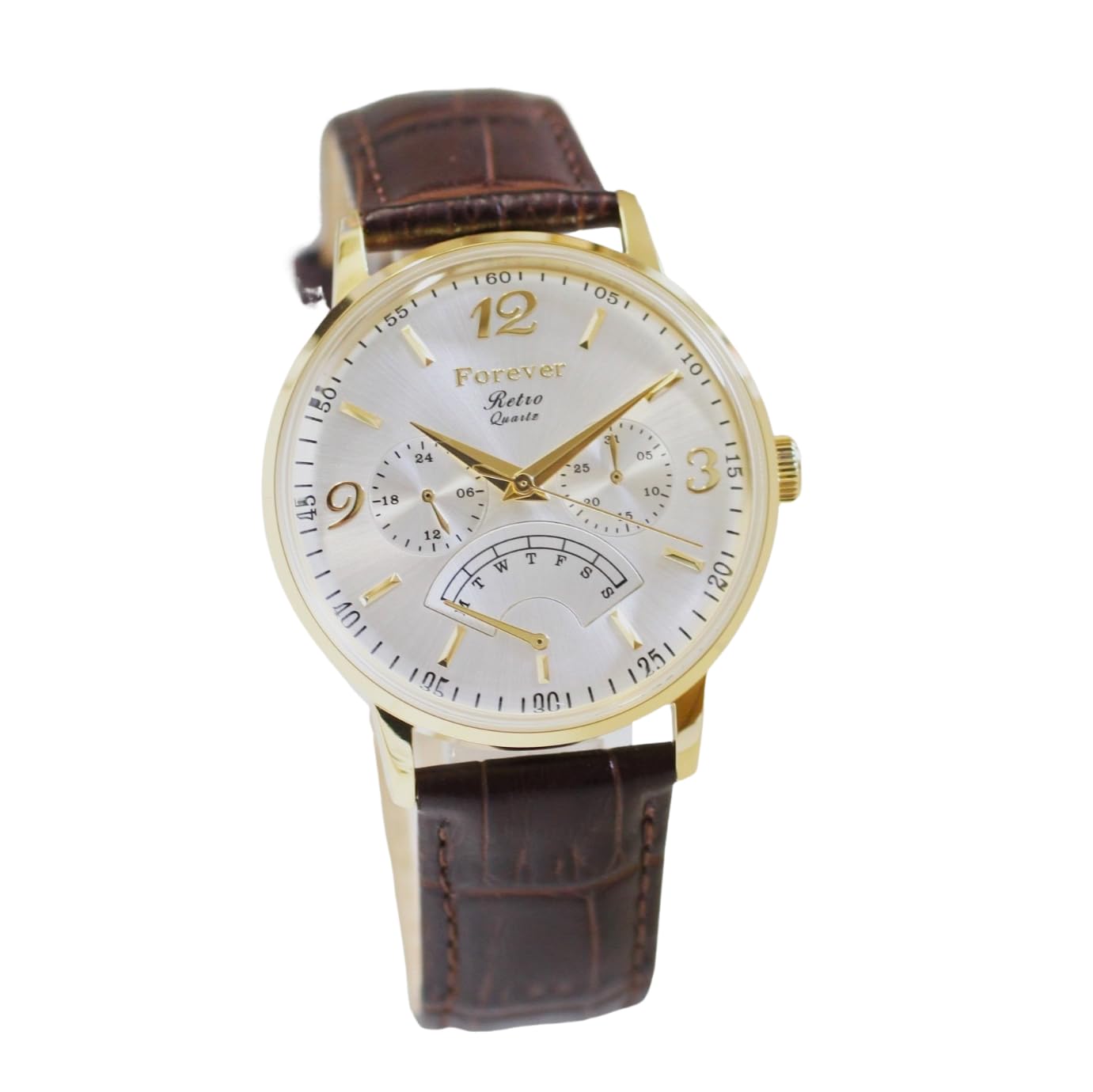 

Навсегда [Мужской шедевр, который тихо излучает присутствие] Ретро кварцевый календарь Дата День недели Антикварный день дата Модель унисекс FG-2030-GO-SV