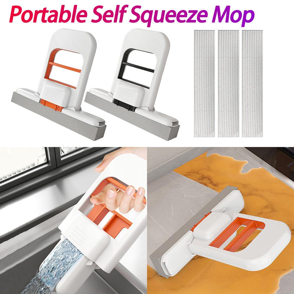 Cleaning Mop with Handle Portable Self Squeeze Mop Mini Desktop Mop for Kitchen Bathroom and Window Glass