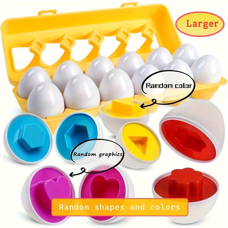 12/6pcs Color and Shape Matching Toys Simulated Egg Shapes with Storage Box - Geometric Shape & Color Learning Toy Set for Kids