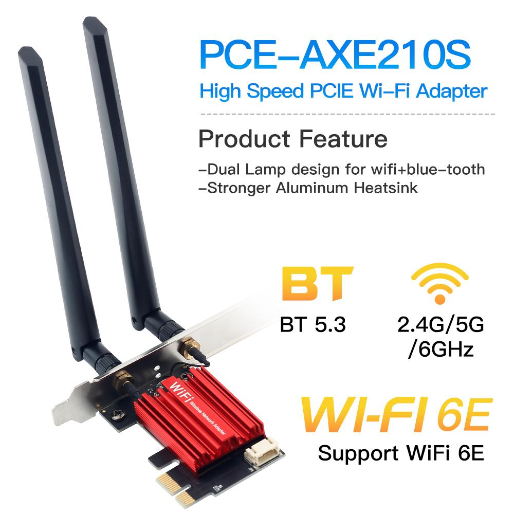 

FENVI WiFi 6E AX210 Бездротовий адаптер PCI-E Tri-band 2.4G/5G/6Ghz Compatible BT 5.3 802.11AX Network Wi-Fi Card For PC Win 10/11