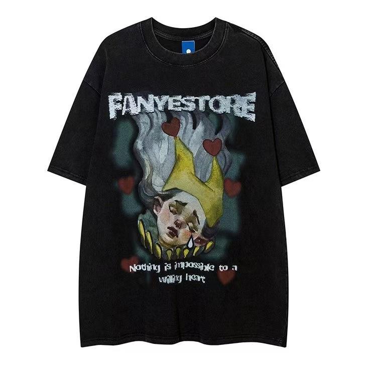 Streetwear Both Sides Clown Graphic Unisex T-Shirt Cotton Oversized Short Sleeves T Shirt