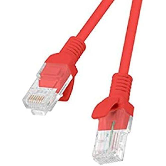 Câble réseau - LANBERG - Tuyau Cat.6 UTP - 3M - RJ-45 mâle - Rouge