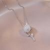 ZAKOL Exquisite Rotating Sunflower Zirconia Flower Pendant Necklace Fashion Plant Flowers Gold Color Chain Choker Necklace Gift