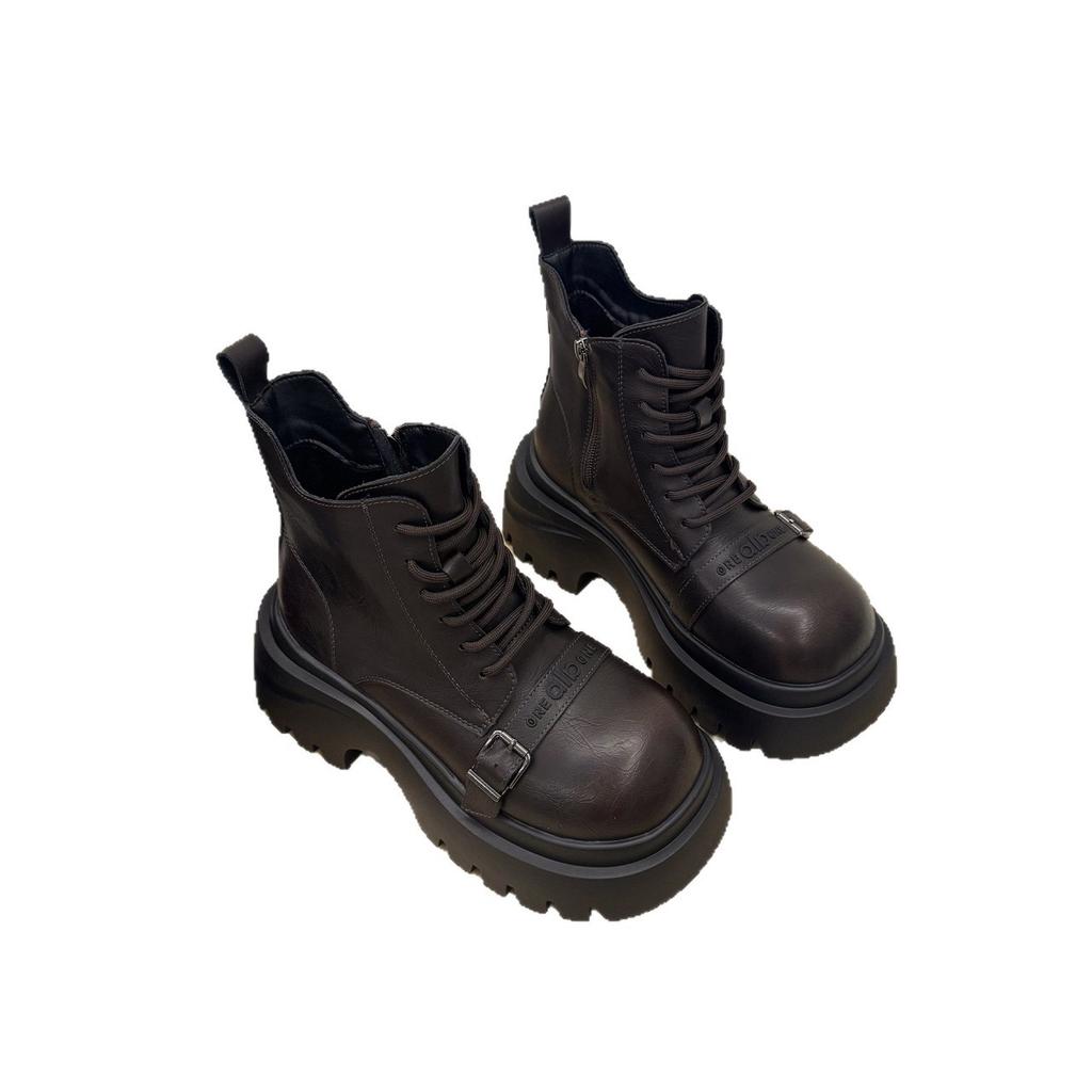 [Fanfna] 2025 Autumn New Fashionable Versatile British Style Thick-soled Small Man Increases Height Martin Boots Women's Niche