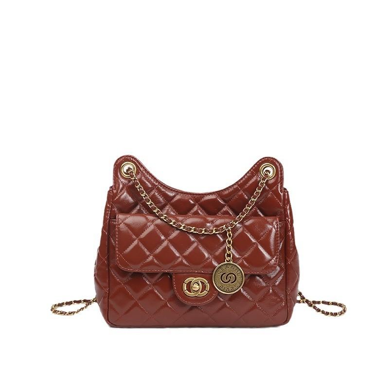 Torebka z najwyższej jakości skóry bydlęcej dla kobiet, mała, pachnąca wiatrem, diamentowa, kratkowana, łańcuszkowa torba na ramię