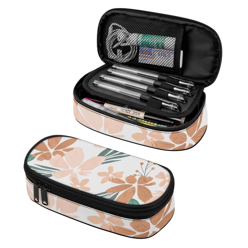 Pencil Pouch Easy Open Zipper Large Capacity 300D Polyester with Main Compartment Mesh Pocket and Pen Slots for Students