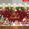 2D fladt banner, 1 stk, Julepynt banner, polyester, Spansk sne Julemand elg snemand mønster