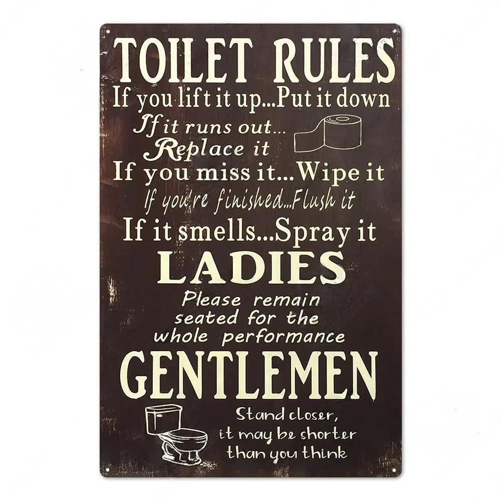 Vintage Toilet Sign Funny Metal Tin Sign Plaque WC Lavatory Toilettes Wall Art Bar Club Bathroom Restroom Toilet Wall Decoration