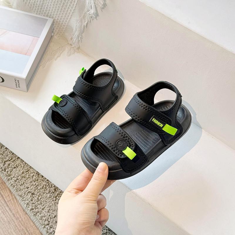 

Kids Strappy Sandals for Boys Girls 2025 Summer Non-slip Sole Toddler Barefoot Sandals Pastel Colors Comfort Chic Beach Shoes 28 чёрный