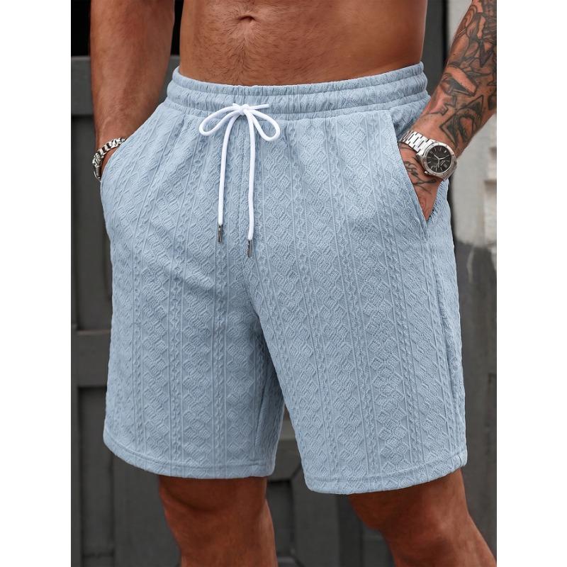 Pantaloncini casual da uomo con coulisse e texture