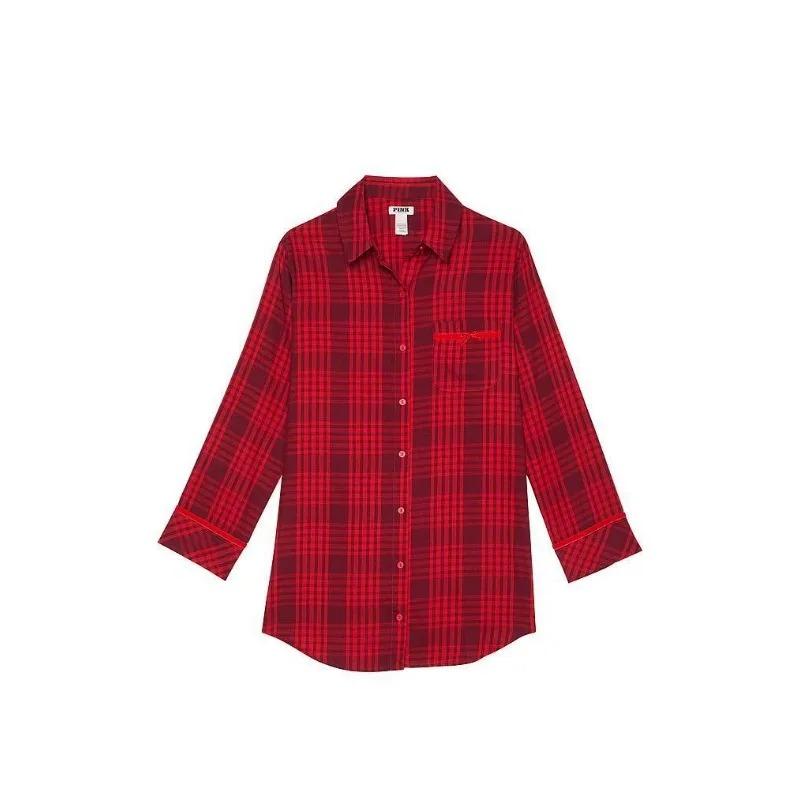 

Women s Red Plaid Button Down Shirt 3/4 Sleeve Chest Pocket Casual Top S червоний