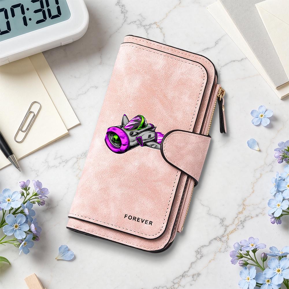 Fashion Spacecraft Print Purse Multi Card Holder Casual Portable Wallet