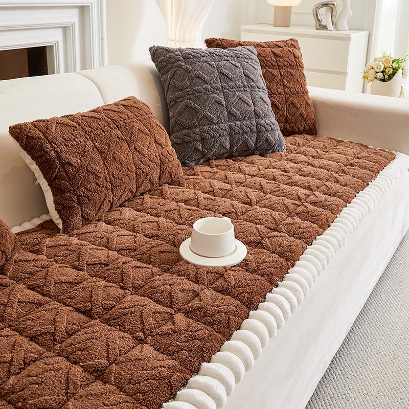 Handmade Autumn/Winter Plush Straight Row Sofa Cushion - New Thickened Design