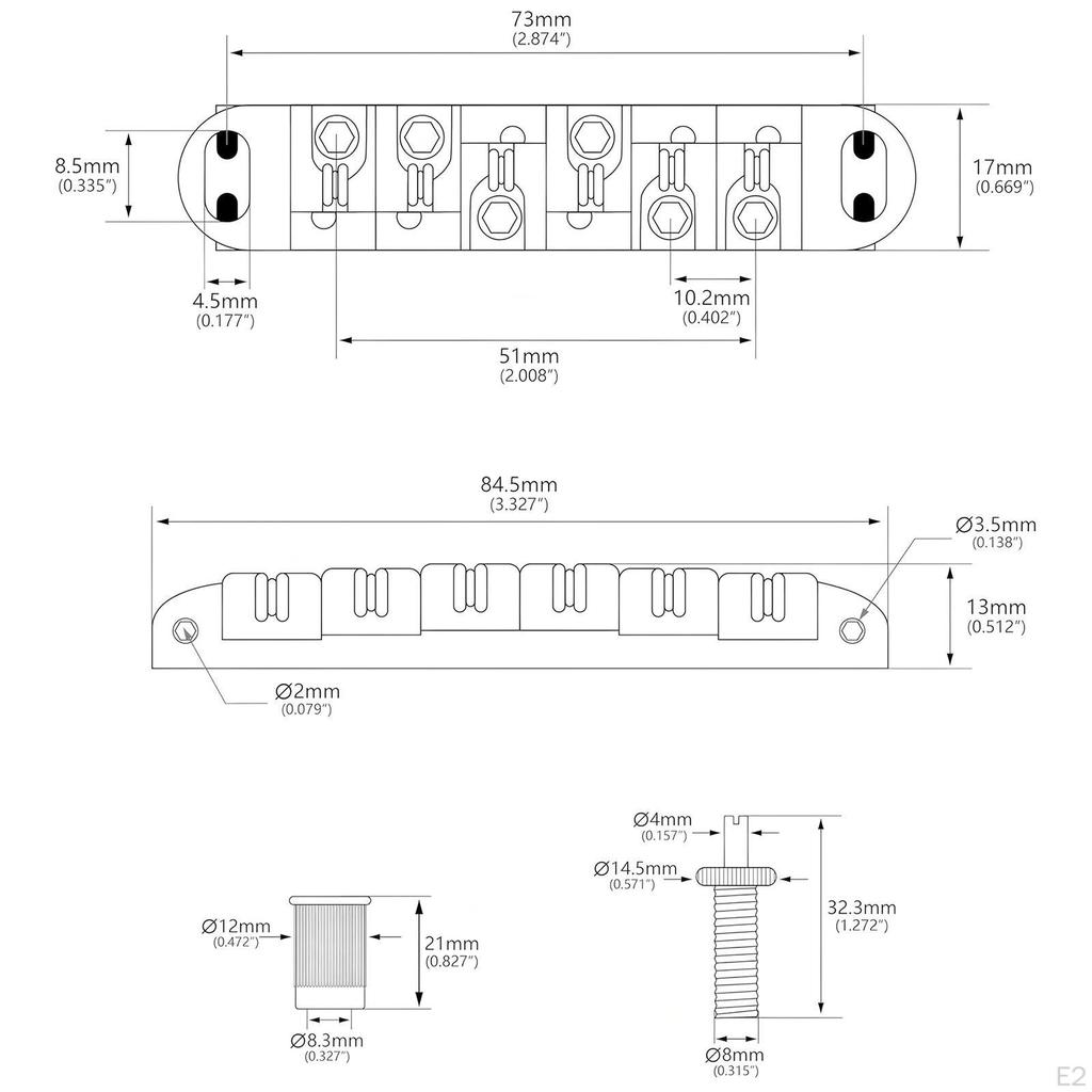 E -Gitar Bridges Sättel, High Stability,