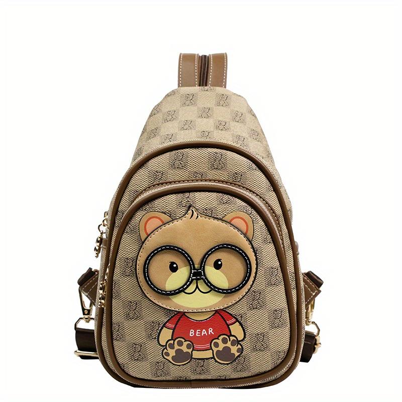 

Сумка на груди с милым медведем, модная сумка Sing из искусственной кожи, женская сумка через плечо для путешествий на открытом воздухе хаки