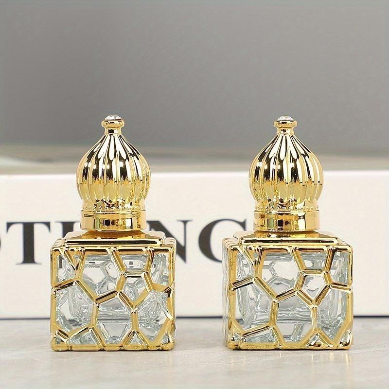 

2pcs/set 10ml Refillable Golden Essential Perfume Bottle Glass Roll-On Essential Oil Bottle Cosmetics Container Roller Bottle