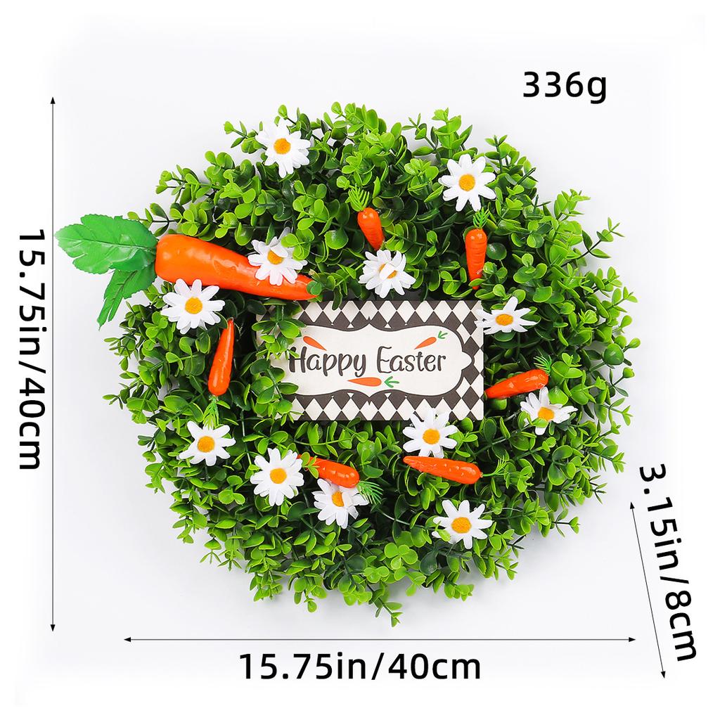 Easter Wreath Small Daisy Carrot Happy Easter Eucalyptus Leaf Home Door Hanging